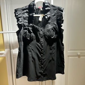 Black Satin button down blouse